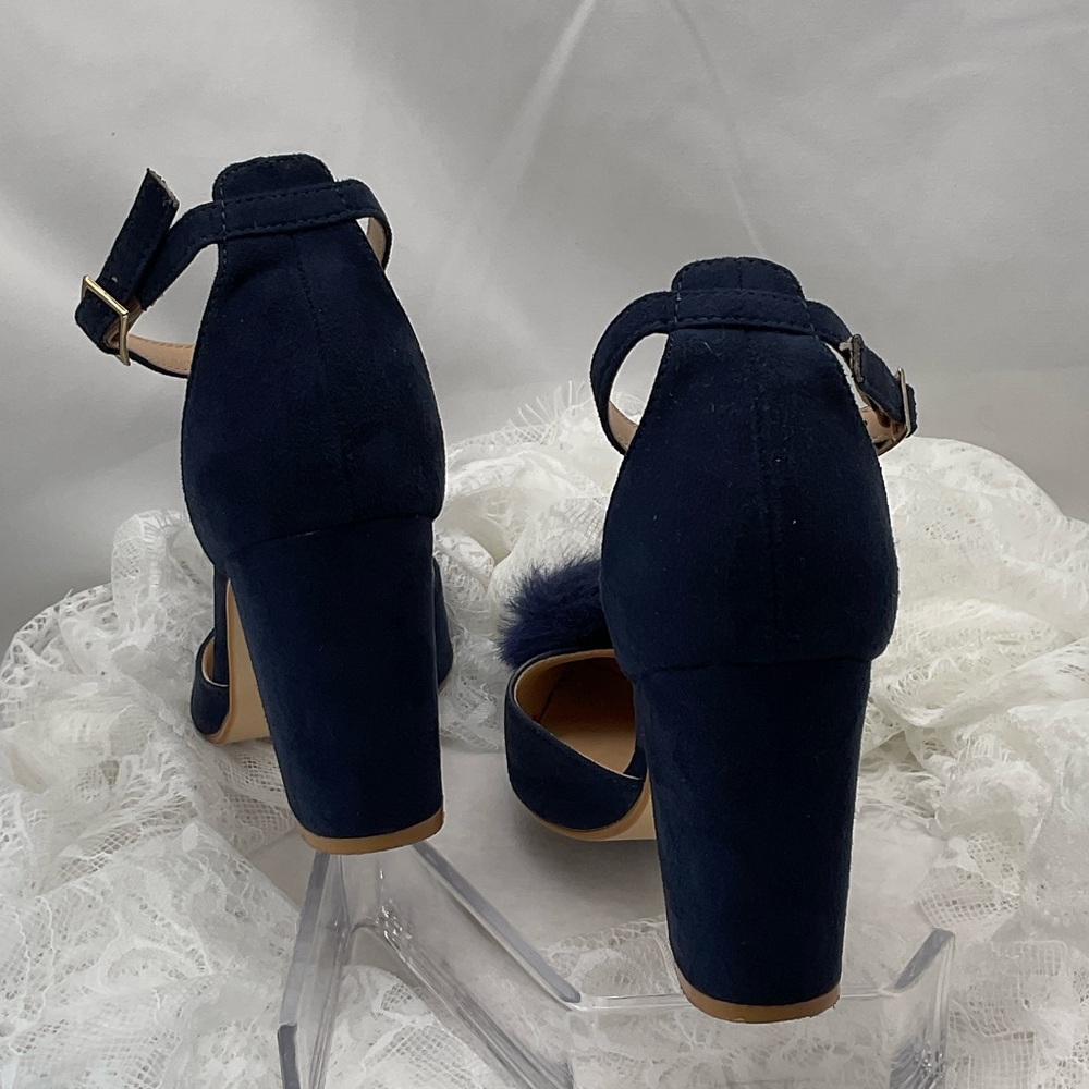 Zalore Women’s Sz6.5 Navy Blue Pointed-Toe Featuring Pom-Poms Women's Heels 0205 - Picture 7 of 15